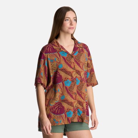 Camisa Mujer Hibiscus Print Terracota Haka Honu-1