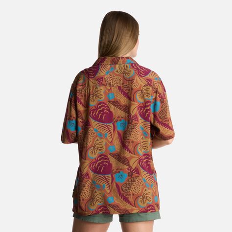 Camisa Mujer Hibiscus Print Terracota Haka Honu-2