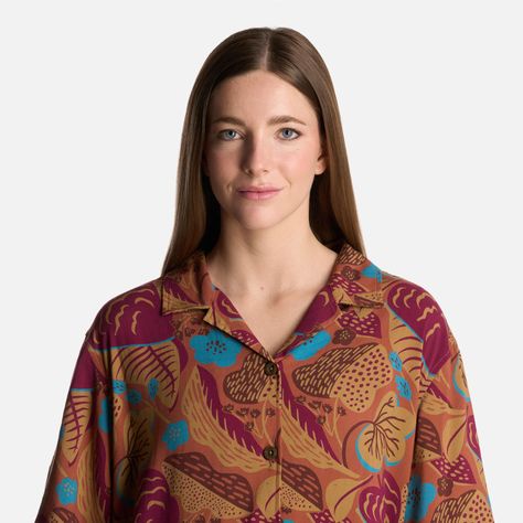 Camisa Mujer Hibiscus Print Terracota Haka Honu-3