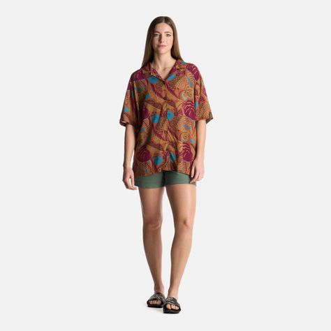 Camisa Mujer Hibiscus Print Terracota Haka Honu-4