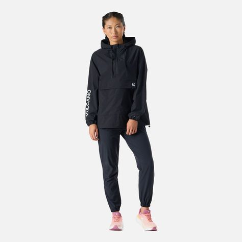 Chaqueta Mujer Tempo 1/4 Zip Windbreaker Negro Vulcano-7