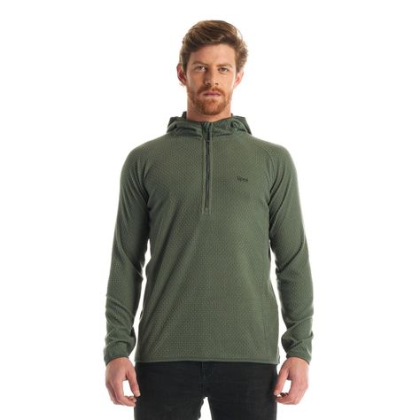 Poleron Hombre Jacaranda Nano-F 14 Zip Hoody Verde Grisaceo Lippi-1