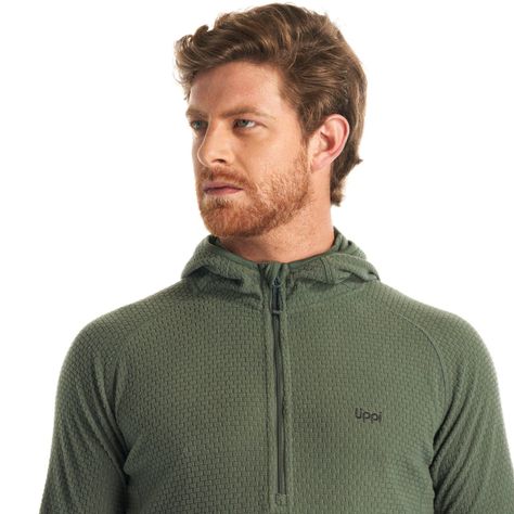Poleron Hombre Jacaranda Nano-F 14 Zip Hoody Verde Grisaceo Lippi-7