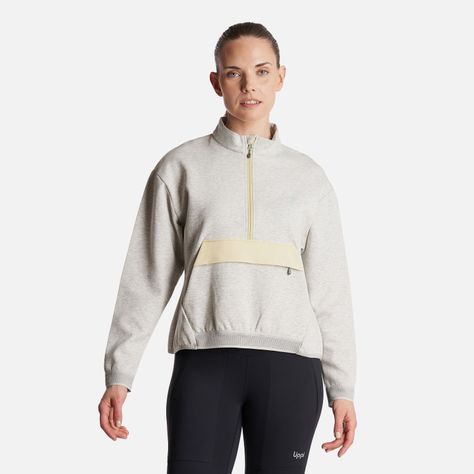 Poleron Mujer  DownStreet 1/4 Zip Sweatshirt Melange Gris Lippi-1