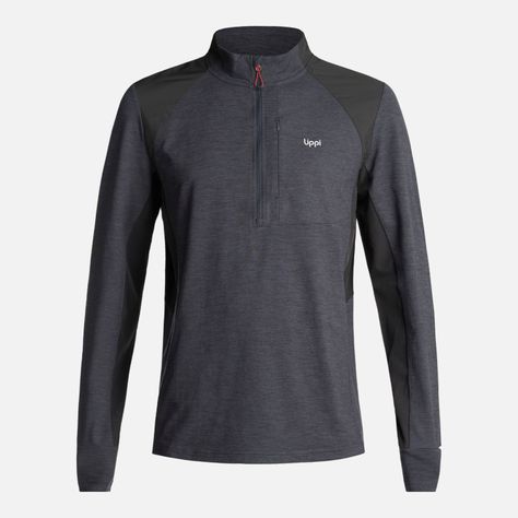 Poleron Hombre Egger 1/4 Zip Melange Negro Lippi V24-0