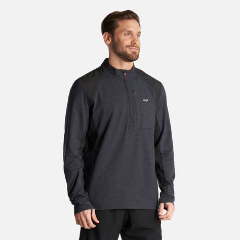 Poleron Hombre Egger 1/4 Zip Melange Negro Lippi V24-2
