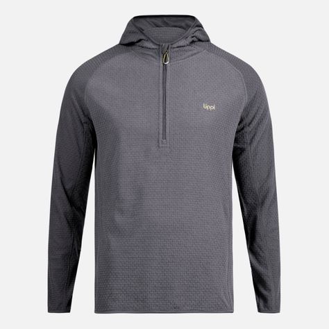 Poleron Hombre Jacaranda Nano-F 1/4 Zip Hoody Gris Oscuro Lippi-0