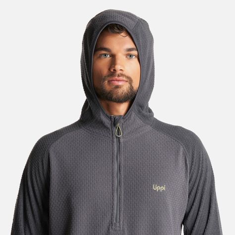 Poleron Hombre Jacaranda Nano-F 1/4 Zip Hoody Gris Oscuro Lippi-4
