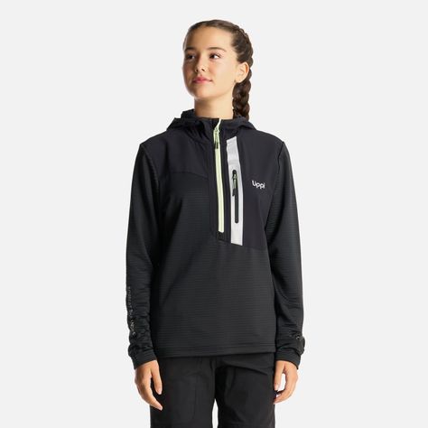Poleron Teen Girl Karova 1/4 Zip Hoody Negro Lippi-1