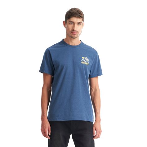 Polera Hombre Liquen Azul Melange Geography-1