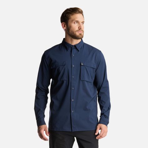 Camisa Hombre Rosselot Long Sleeve Q-Dry Shirt Azul Marino Lippi-1