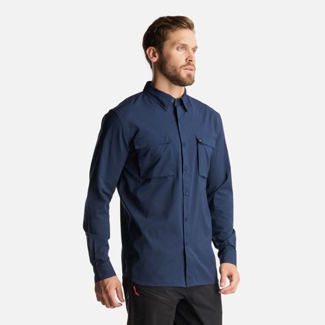 Camisa Hombre Rosselot Long Sleeve Q-Dry Shirt Azul Marino Lippi-2