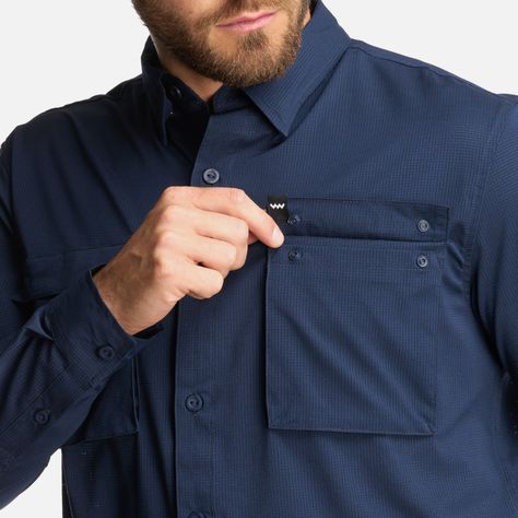 Camisa Hombre Rosselot Long Sleeve Q-Dry Shirt Azul Marino Lippi-5