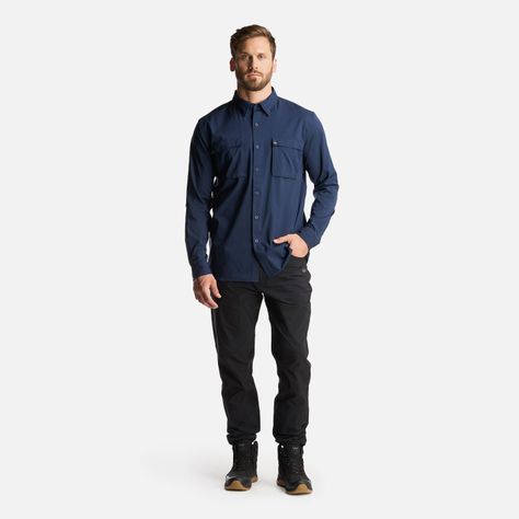 Camisa Hombre Rosselot Long Sleeve Q-Dry Shirt Azul Marino Lippi-7