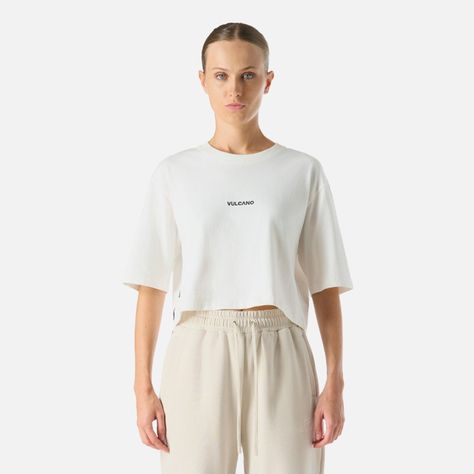 Polera Mujer Cool Down Crop T-Shirt Blanco Vulcano-0
