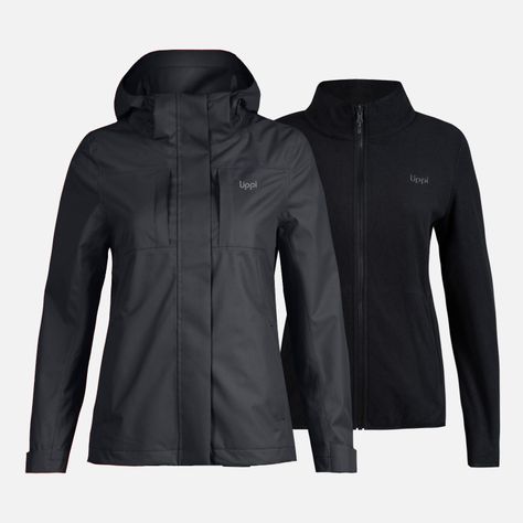Chaqueta Mujer Tres Cruces Fusion-3 Hoody Jacket Negro Negro Lippi I23-0