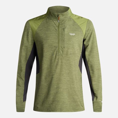 Poleron Hombre Egger 1/4 Zip Melange Verde Lippi I24-0