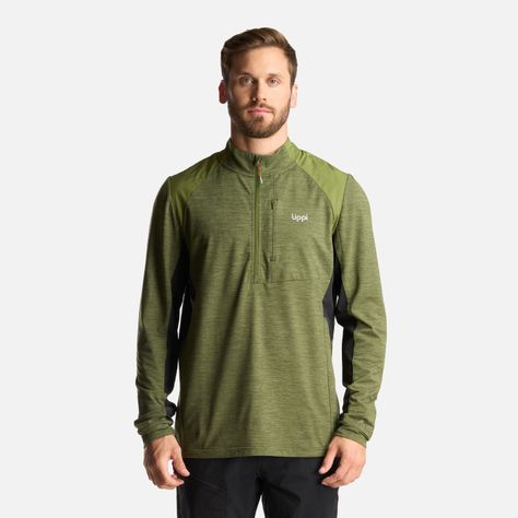 Poleron Hombre Egger 1/4 Zip Melange Verde Lippi I24-1