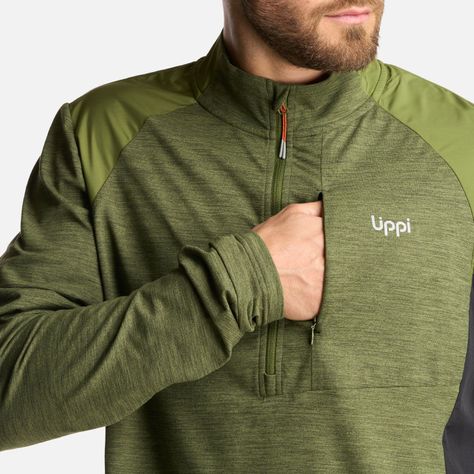 Poleron Hombre Egger 1/4 Zip Melange Verde Lippi I24-5