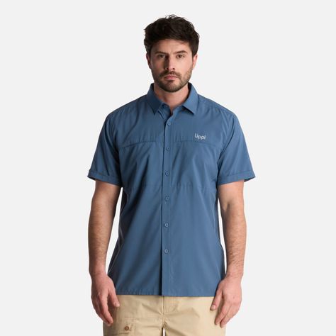 Camisa Hombre Wallace Short Sleeve Q-dry Shirt Azul Lippi-0