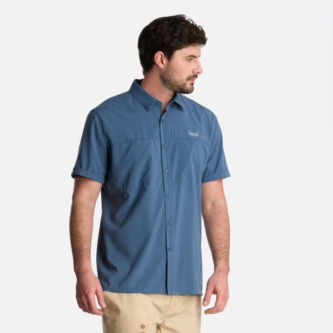 Camisa Hombre Wallace Short Sleeve Q-dry Shirt Azul Lippi-1
