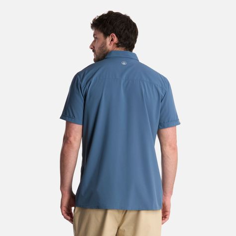 Camisa Hombre Wallace Short Sleeve Q-dry Shirt Azul Lippi-2
