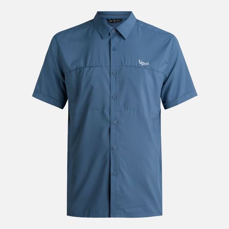 Camisa Hombre Wallace Short Sleeve Q-dry Shirt Azul Lippi-5