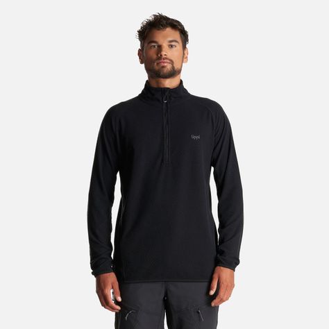 Poleron Hombre Jacaranda Nano-F 1/4 Zip Negro Lippi-1