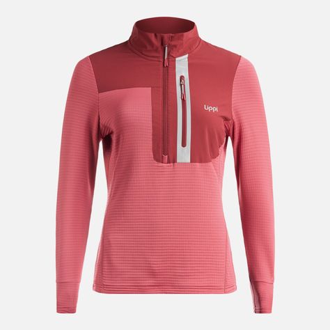 Poleron Mujer Karova Nano F 1/4 Zip Rosa Oscuro Lippi-0
