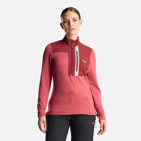 Poleron Mujer Karova Nano F 1/4 Zip Rosa Oscuro Lippi-1