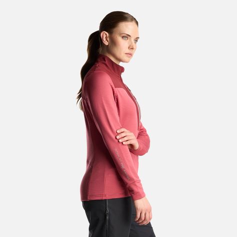 Poleron Mujer Karova Nano F 1/4 Zip Rosa Oscuro Lippi-3