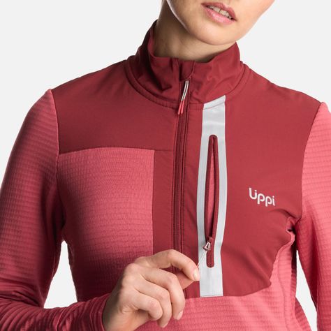 Poleron Mujer Karova Nano F 1/4 Zip Rosa Oscuro Lippi-5