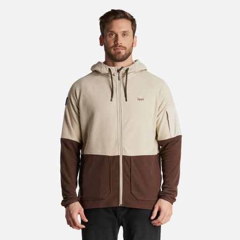 Poleron Hombre Stripes Nano-F Full Zip Hoody Crema Lippi V24-1