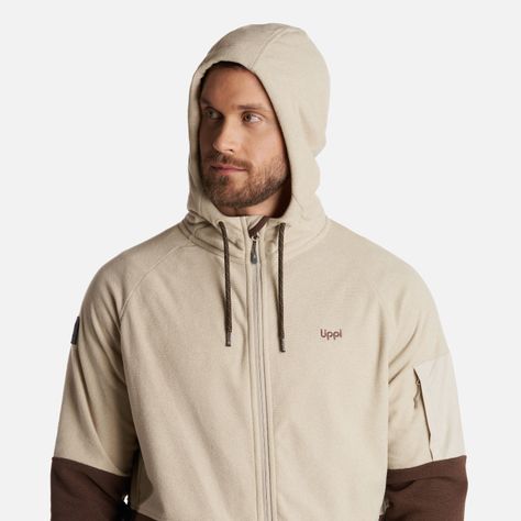 Poleron Hombre Stripes Nano-F Full Zip Hoody Crema Lippi V24-4