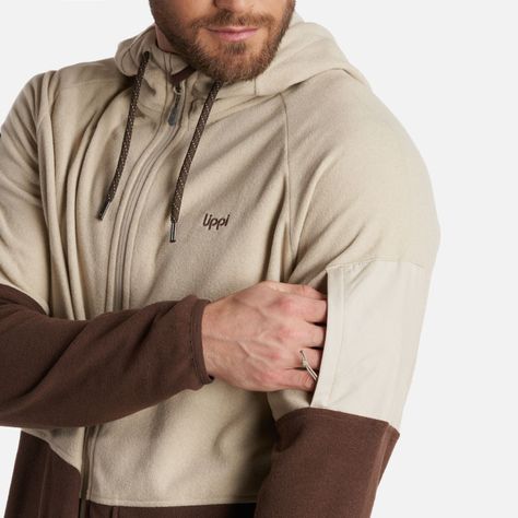 Poleron Hombre Stripes Nano-F Full Zip Hoody Crema Lippi V24-5