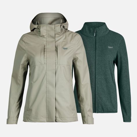 Chaqueta Mujer Tres Cruces Fusion-3 Hoody Jacket Laurel/Verde Botella Lippi-0