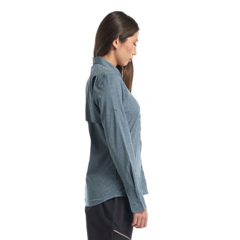 Camisa Mujer Rosselot Long Sleeve Q-Dry Shirt Azul Grisaceo Lippi-3
