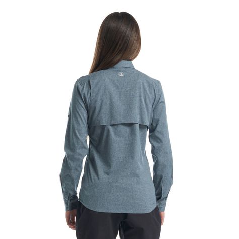 Camisa Mujer Rosselot Long Sleeve Q-Dry Shirt Azul Grisaceo Lippi-5