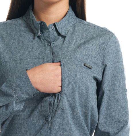 Camisa Mujer Rosselot Long Sleeve Q-Dry Shirt Azul Grisaceo Lippi-7