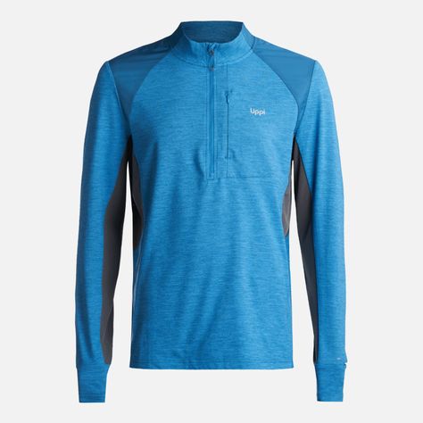 Poleron Hombre Egger 1/4 Zip Melange Azul Lippi V24-0