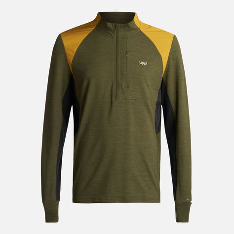 Poleron Hombre Egger 1/4 Zip Melange Verde Lippi V24-0