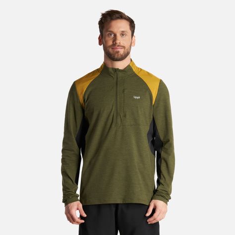 Poleron Hombre Egger 1/4 Zip Melange Verde Lippi V24-1