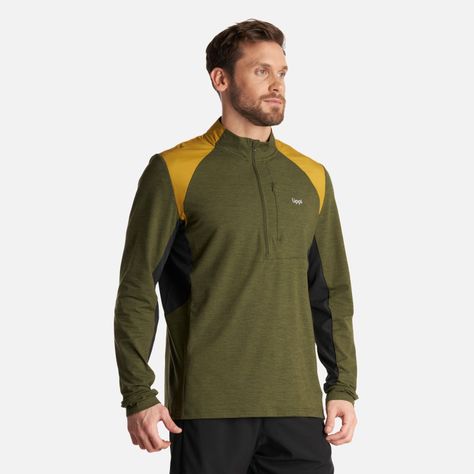 Poleron Hombre Egger 1/4 Zip Melange Verde Lippi V24-2
