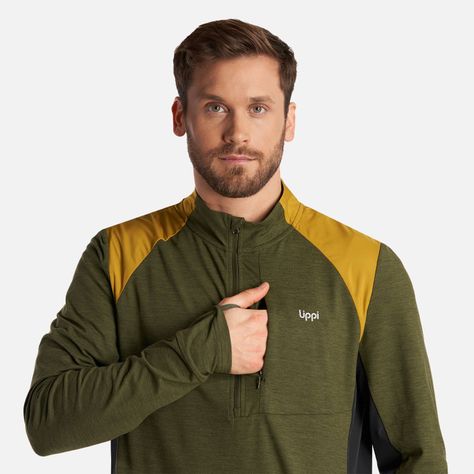Poleron Hombre Egger 1/4 Zip Melange Verde Lippi V24-4