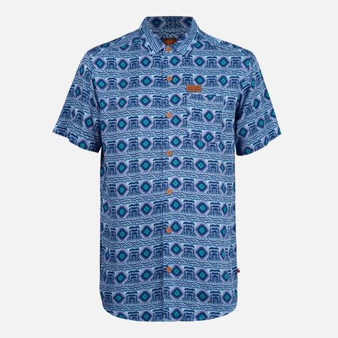 Camisa Hombre Aflora Full Print Azul Grisaceo Haka Honu-0