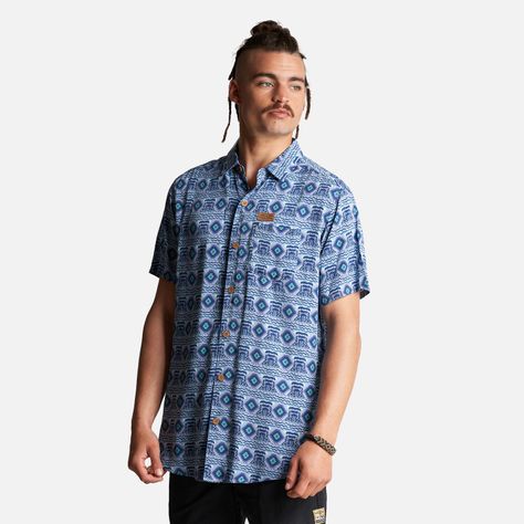 Camisa Hombre Aflora Full Print Azul Grisaceo Haka Honu-2