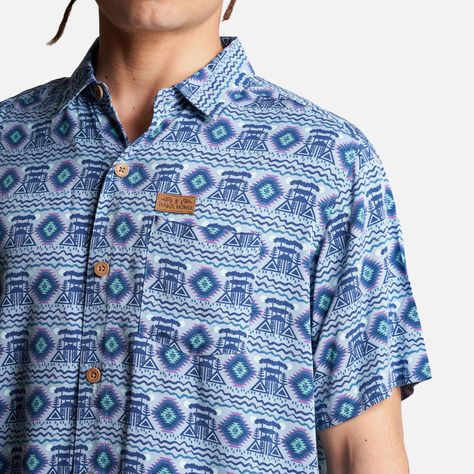 Camisa Hombre Aflora Full Print Azul Grisaceo Haka Honu-4