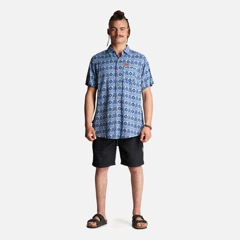 Camisa Hombre Aflora Full Print Azul Grisaceo Haka Honu-5