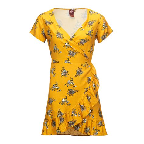 Vestido Mujer Aflora Mostaza print Haka Honu-0