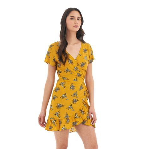 Vestido Mujer Aflora Mostaza print Haka Honu-2